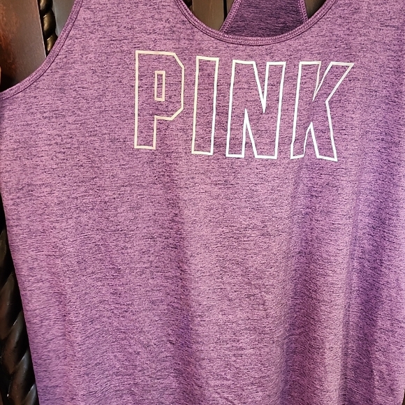 PINK Victoria's Secret Heather Purple Racerback Tank with Logo - Picture 3 of 6